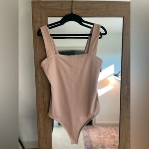 Abercrombie square neck body suit - taupe brown beige - size M NWT
